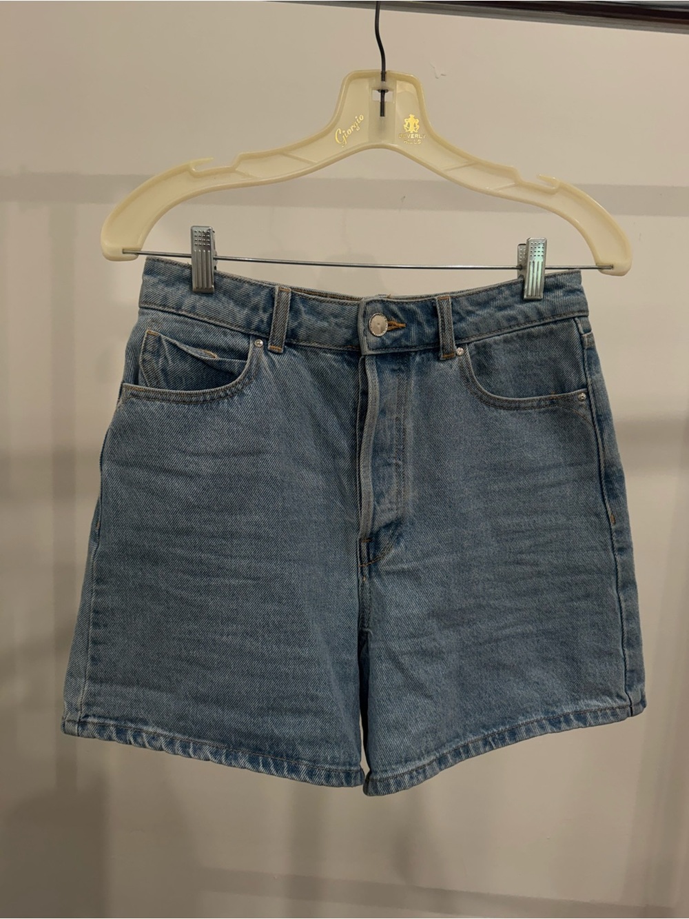 Zara Light Blue High-Rise Denim Shorts